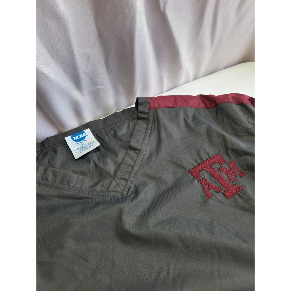 NCAA Texas A&M Aggies Windbreaker Pullover‎ V-Neck Gray Maroon Mens Large